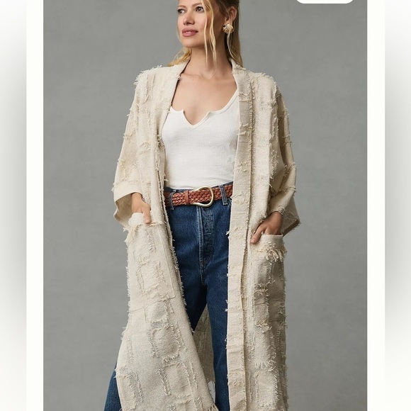 Anthropologie Fringed Open Kimono Cardigan - Picture 2 of 6